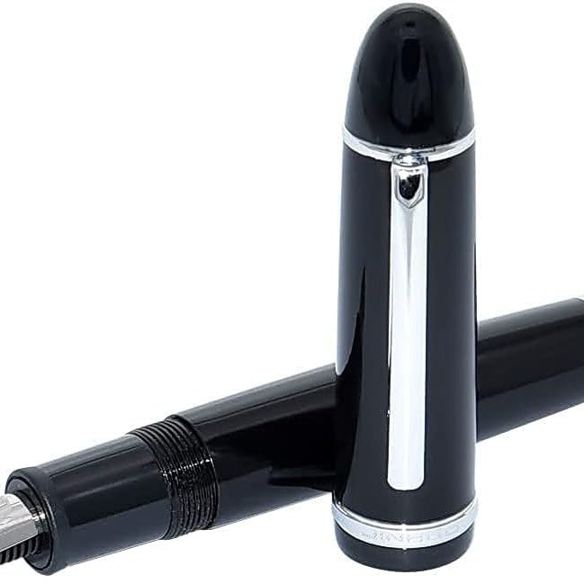 Jinhao X159 Black Fountain Pen – Extra Fine, Fine, or Medium Nib Options, Silver Clip, Big Size Acrylic Pen with Converter