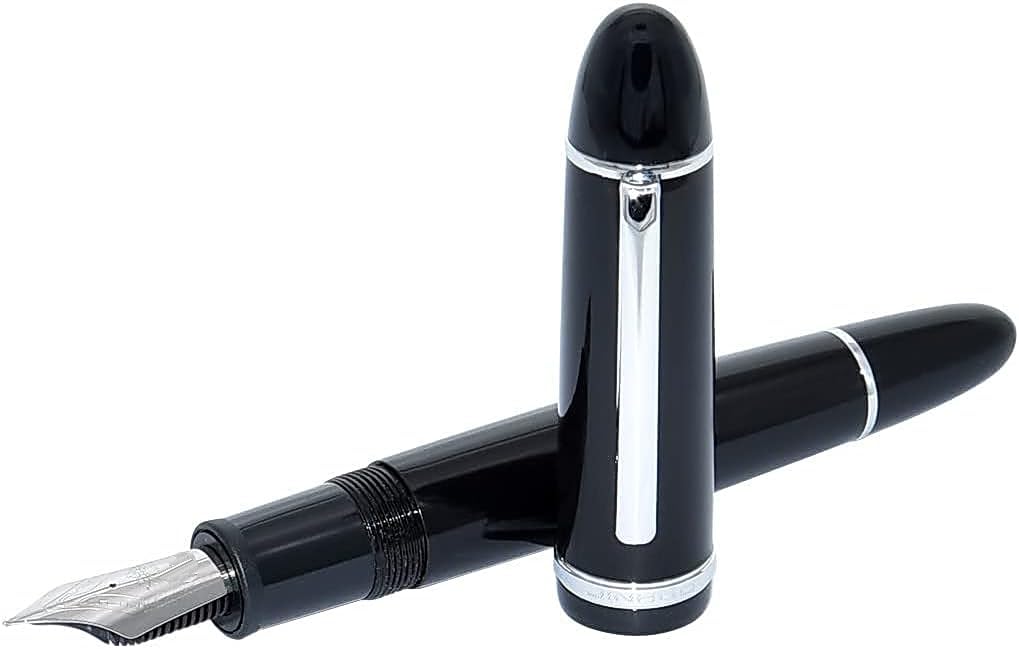 Jinhao X159 Black Fountain Pen – Extra Fine, Fine, or Medium Nib Options, Silver Clip, Big Size Acrylic Pen with Converter