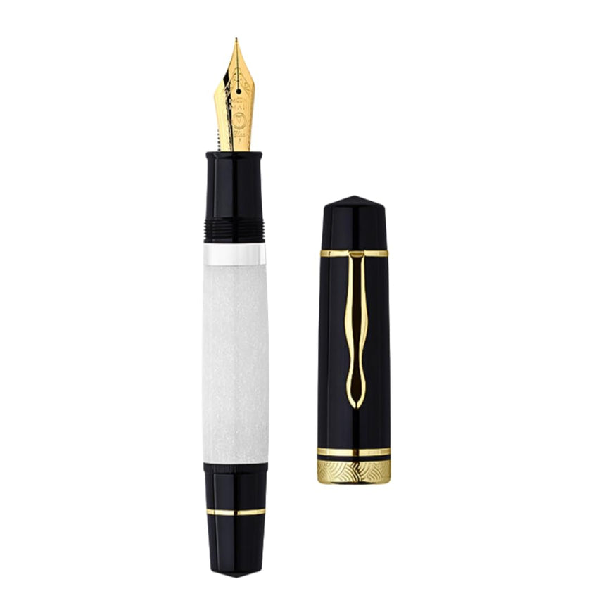 Moonman P139 Piston Fountain Pen – Size 6 Nib, Brass Piston System, Large Capacity Resin, Premium Writing Pen (Orange & Black)