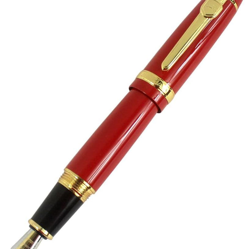 Jinhao 159 Heavyweight Signature Fountain Pen – Shiny Red with Gold Trims, Streamlined Design, Medium Nib & Ink Converter