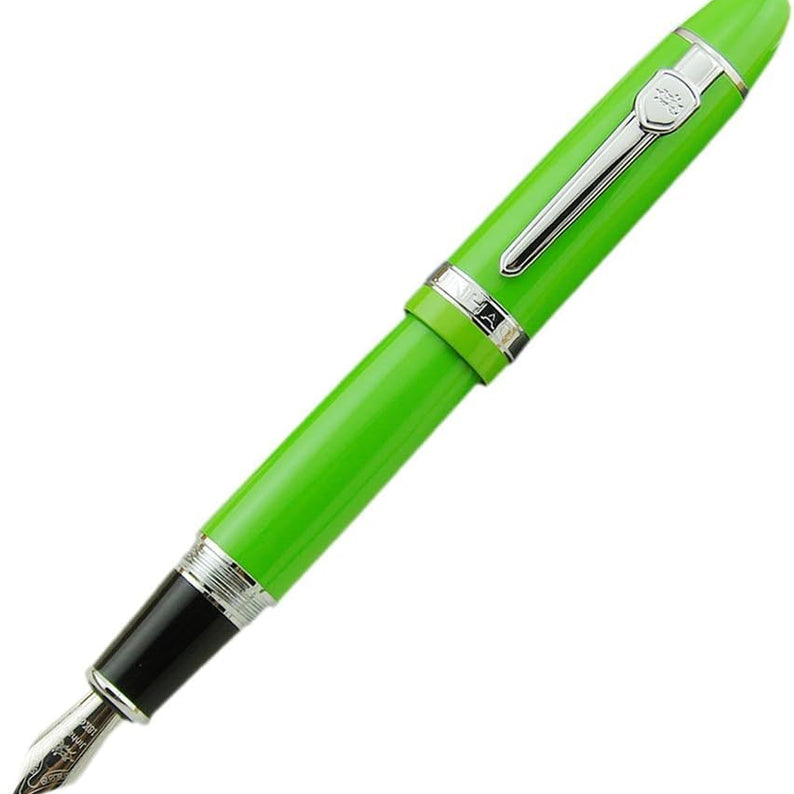 Jinhao 159 Heavyweight Signature Fountain Pen – Shiny Green with Silver Trims, Streamlined Design, Medium Nib & Ink Converter