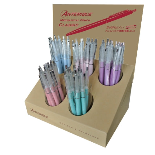 Anterique | Mechanical Pencil | 0.5mm | Slim | Silver Clip | Upper Body Barrel Crystal Clear