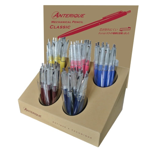 Anterique | Mechanical Pencil | 0.5mm | Slim | Silver Clip | Upper Body Barrel Crystal Clear