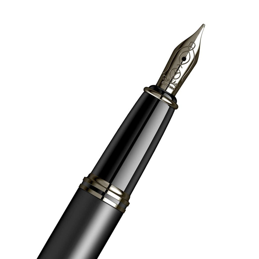 Scrikss | Knight 88 | Matte Black | Fountain Pen | Medium Nib With Iridium Point | Titanium Trim