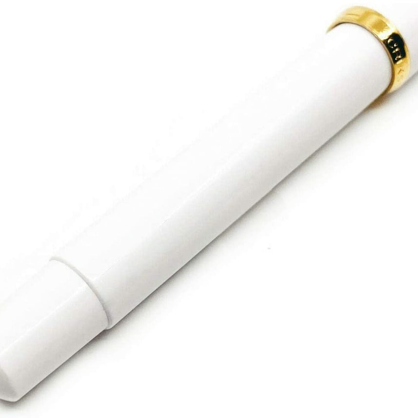 Scrikss | 419 Legendary | Fountain Ink Pen | Medium Nib | Gold Plated | Glossy White Barrel