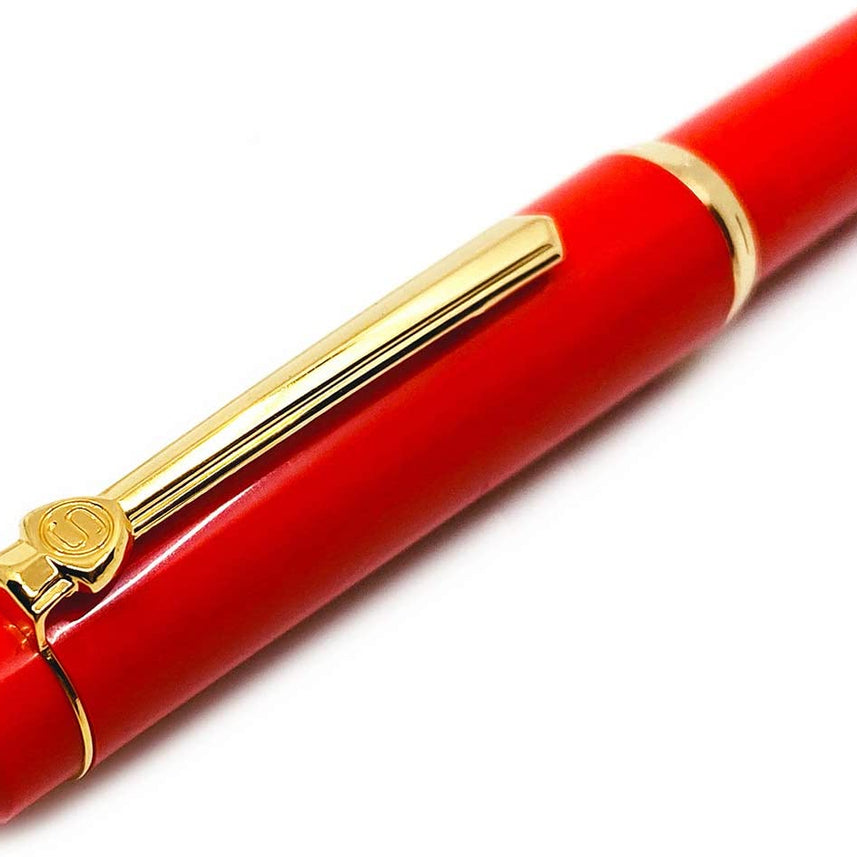 Scrikss | 419 Legendary | Fountain Ink Pen | Medium Nib |Gold Plated | Glossy Red Barrel