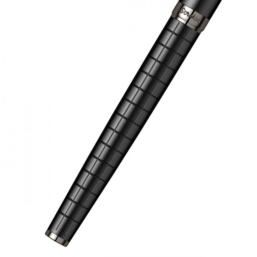 Scrikss | Honour 38 | Matt Black | Roller Ball Point Pen | Checkered Pattern