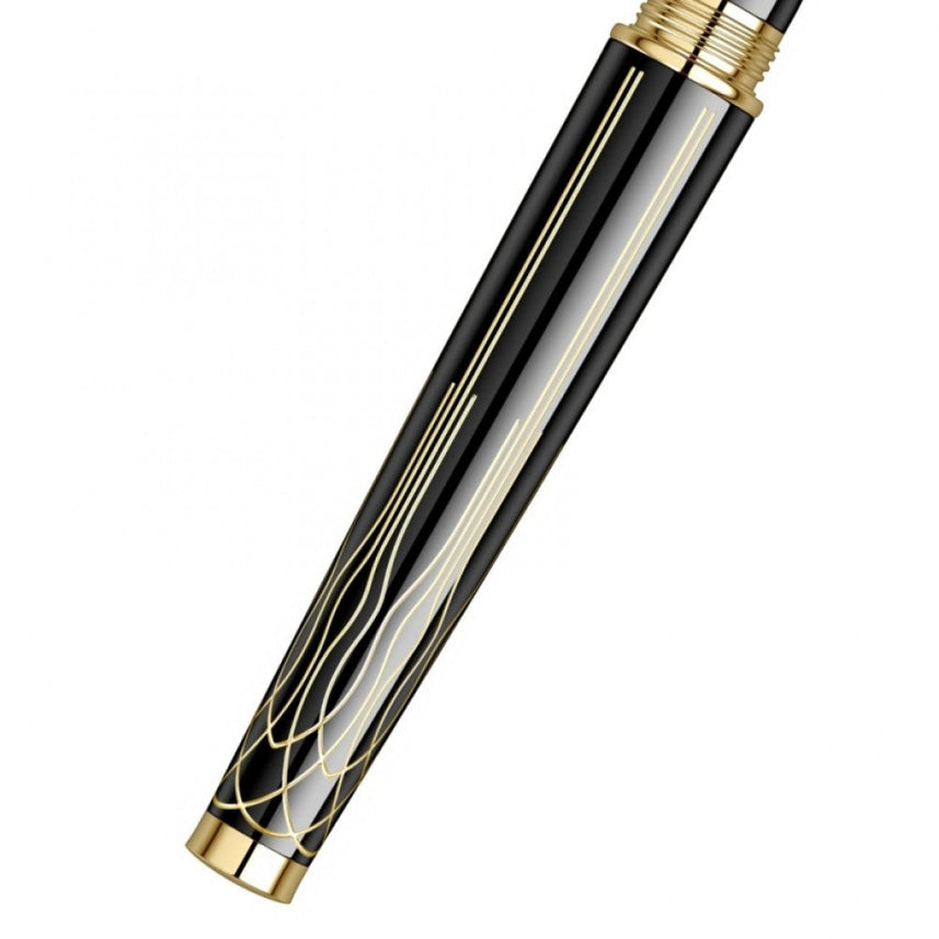 Scrikss | Heritage | Glossy Black | Roller ball Pen | 23k Gold Plated | 1.0mm
