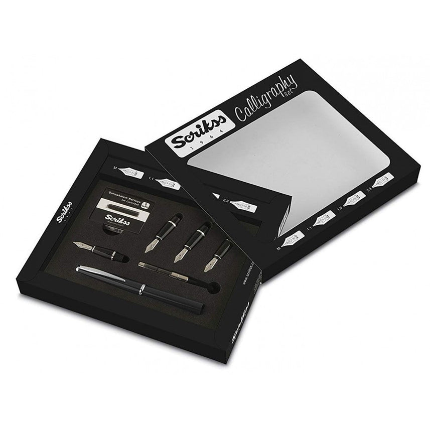 Scrikss | Calligraphy | Pen Set | Black | Medium, 1.1mm, 1.5mm, 2.3mm Nib - penpencilink