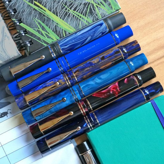 GIOIA Alleria Mare Blue-Black Fountain Pen – Chrome Trim