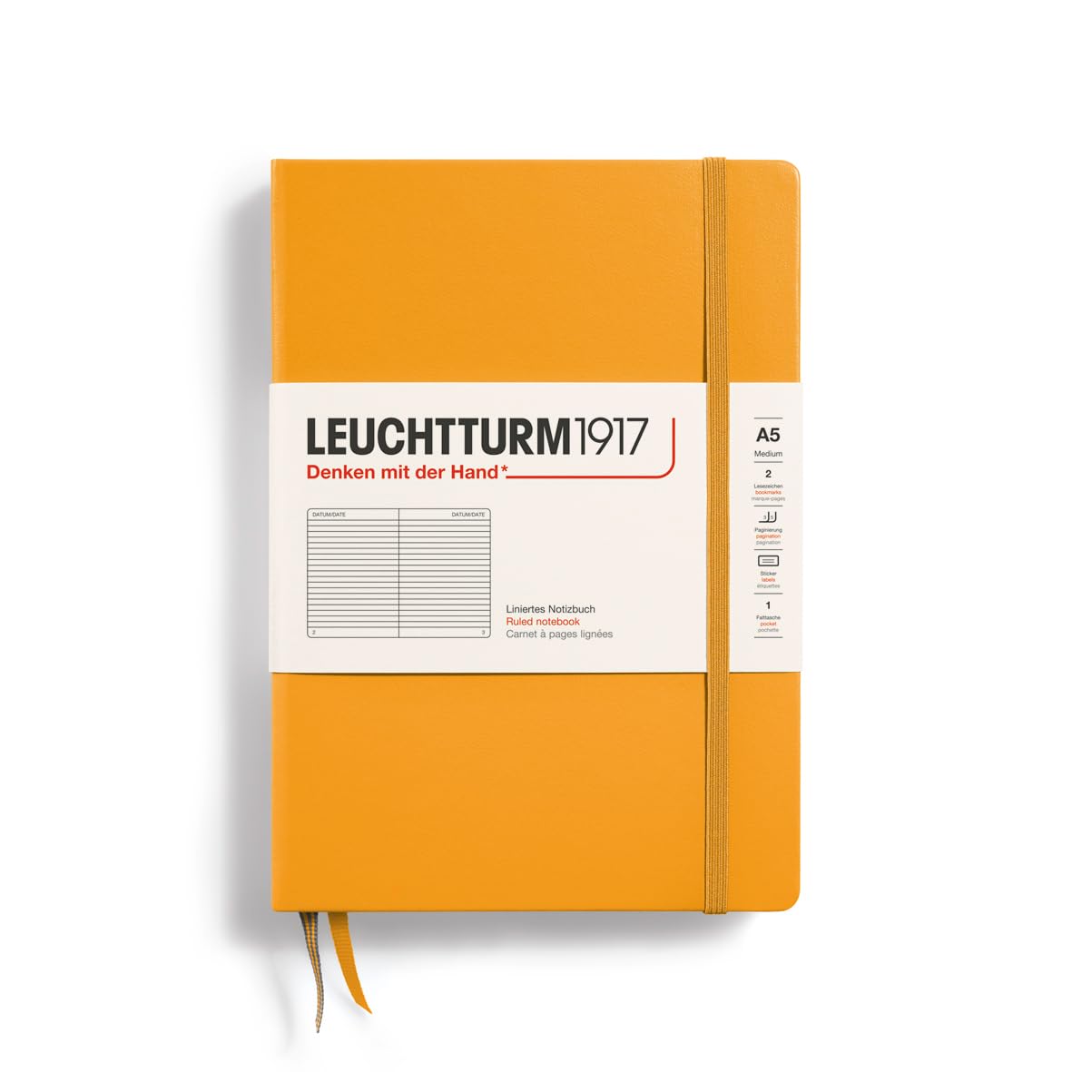 LEUCHTTURM1917 Hardcover Notebook Medium (A5), Ruled, 251 Pages - Rising Sun