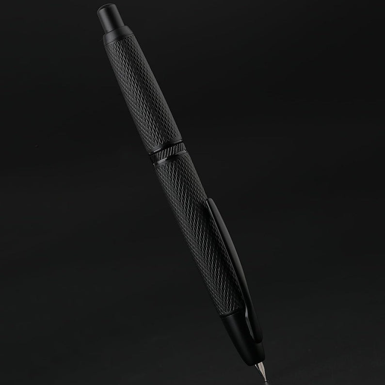Moonman A1 Retractable Fountain Pen Extra Fine Nib with Box, Black Grid Press Pen with Converter for Writing (With Clip Version)