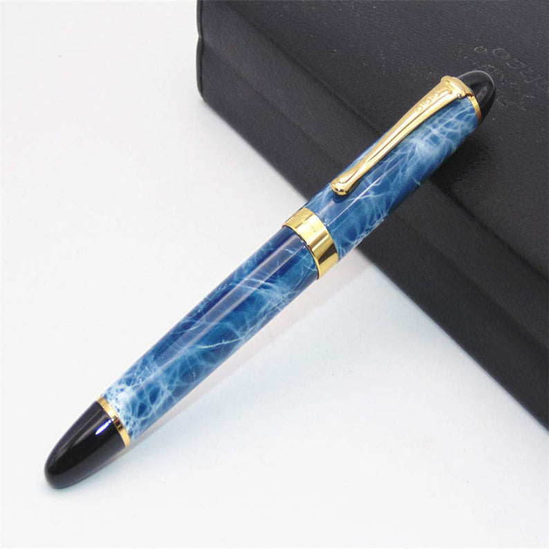 Jinhao X450 Fountain Pen – Marble Blue Color, Gold Trim, Medium Nib Options, Elegant Writing Instrument