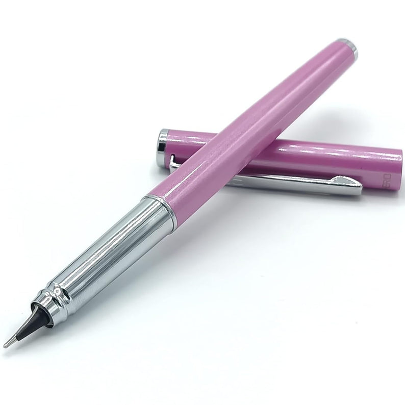 Hero 70 All-Rounder Metal Body Fountain Pen with Smooth 360-Degree Angle Nib – Fixed Converter and Chrome Trims (Pink Purple)