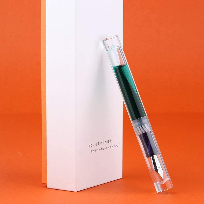 Moonman C1  Eye Dropper Filling Fountain Pen Fully Transparent Large-Capacity Ink Storing with Converter Iridium Fine 0.7mm Gift Set