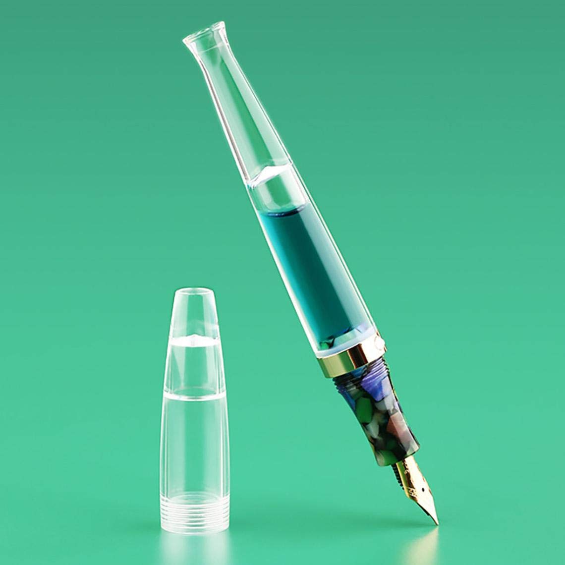 Moonman S5 Fountain Pen Fine Nib +Two Additional Nibs (Bent and Broad) Clear Transparent Acrylic Eyedropper Filling
