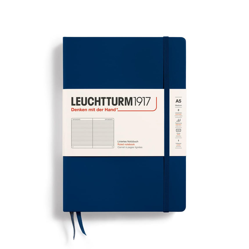 LEUCHTTURM1917 Hardcover Notebook Medium (A5), Ruled, 251 Pages - Navy