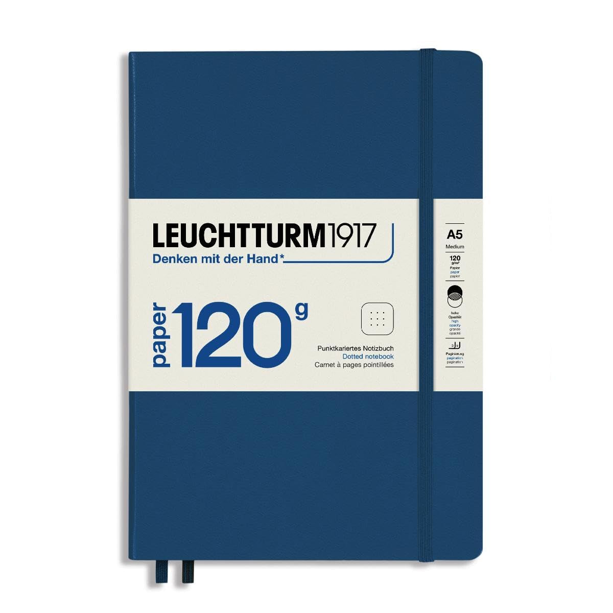 LEUCHTTURM1917 120G Edition Hardcover Notebook Medium (A5), Dotted, 203 Pages - Navy