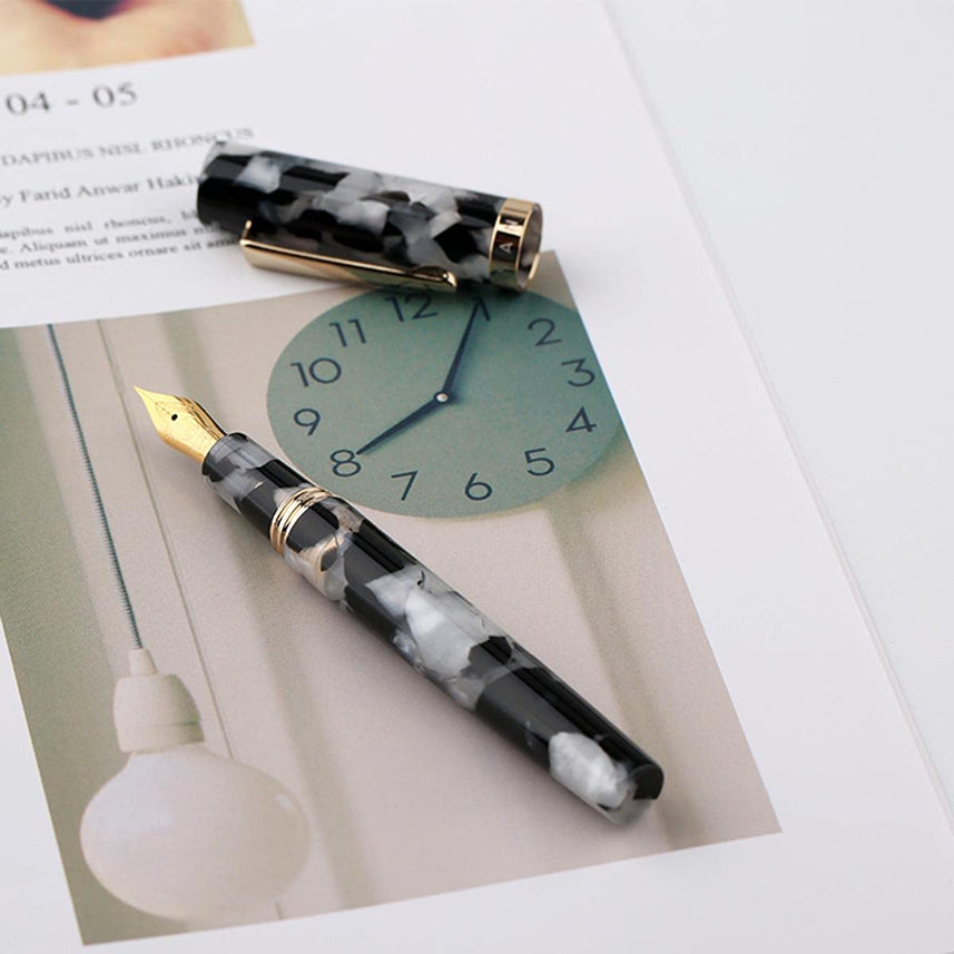 Moonman N2 Amber Acrylic Fountain Pen, Extra Fine Nib Mini Pocket Pen Gift Design