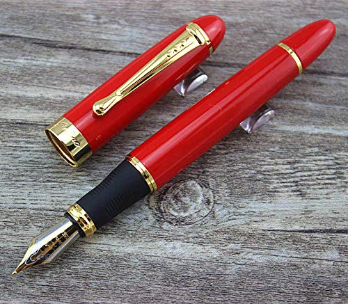 Jinhao X450 Fountain Pen – Clay Mask Red Color, Gold Trim, Medium & Broad Nib Options, Elegant Writing Instrument