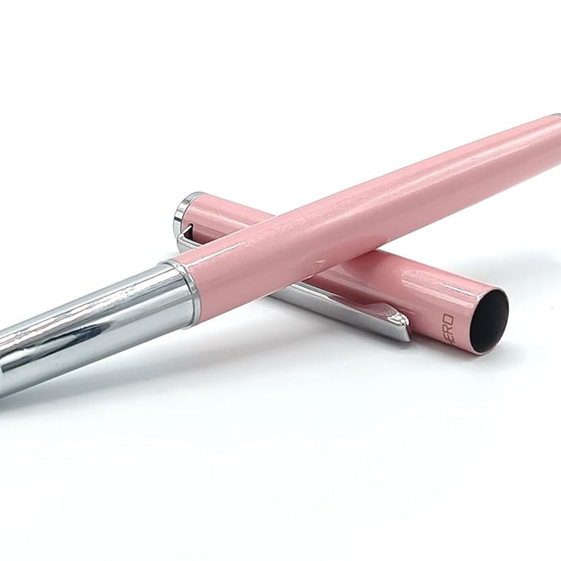 Hero 70 All-Rounder Metal Body Fountain Pen with Smooth 360-Degree Angle Nib – Fixed Converter and Chrome Trims (Peach)