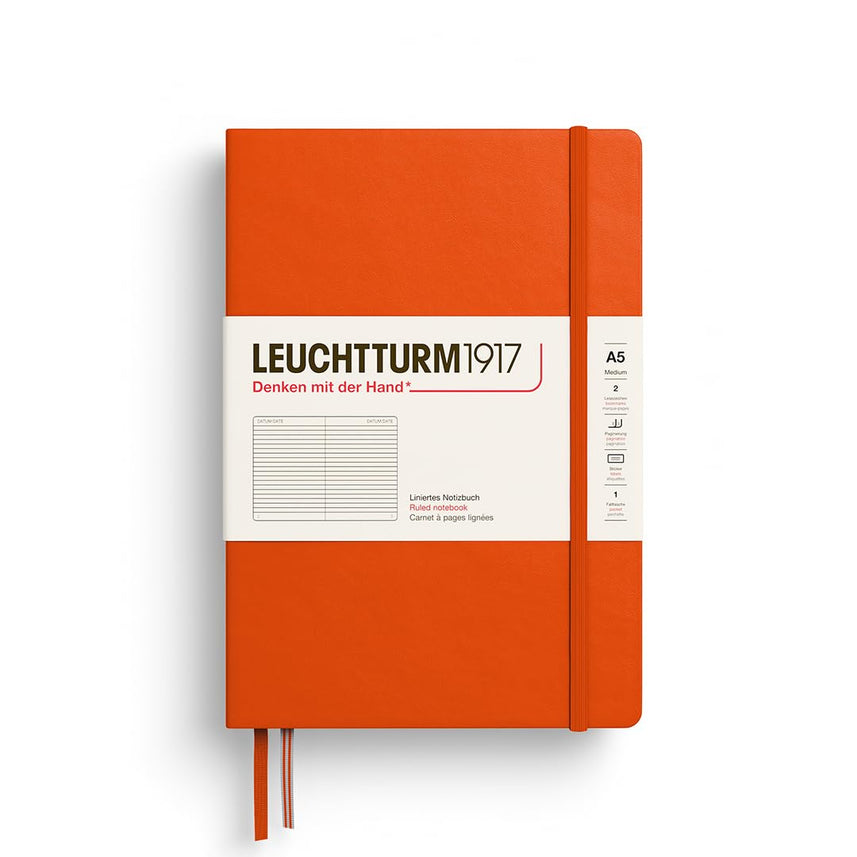 LEUCHTTURM1917 Hardcover Notebook Medium (A5), Ruled, 251 Pages - Pumpkin