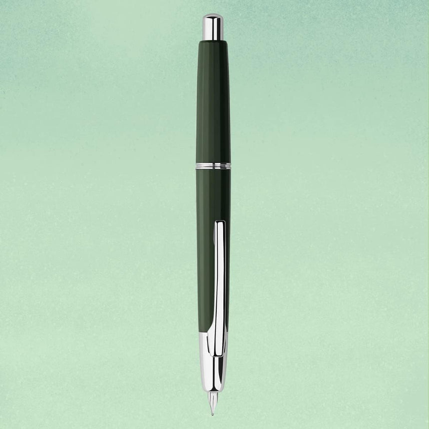 Moonman A2 Press Fountain Pen Extra Fine Nib with Box, Retractable Green Resin Ink Pen with Converter Writing Pen Set (Silver Clip Version)