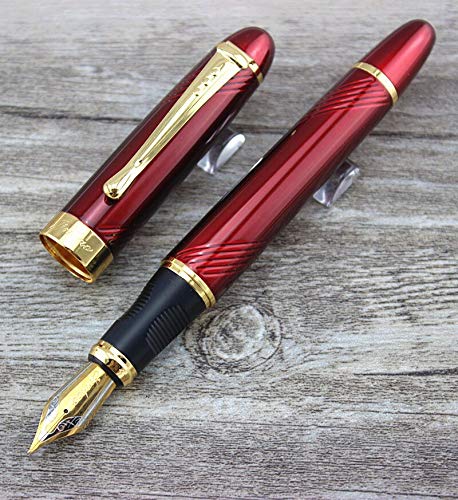 Jinhao X450 Fountain Pen – Spiral Red Color, Gold Trim, Medium Nib Options, Elegant Writing Instrument