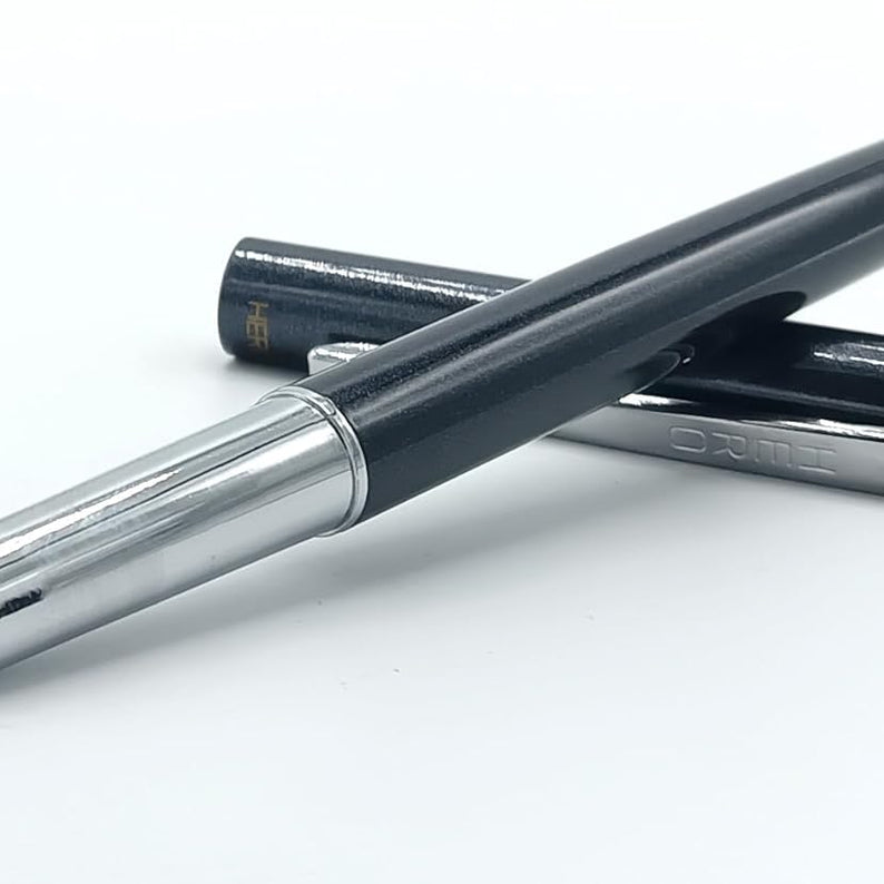 Hero 70 All-Rounder Metal Body Fountain Pen with Smooth 360-Degree Angle Nib – Fixed Converter and Chrome Trims (Black)