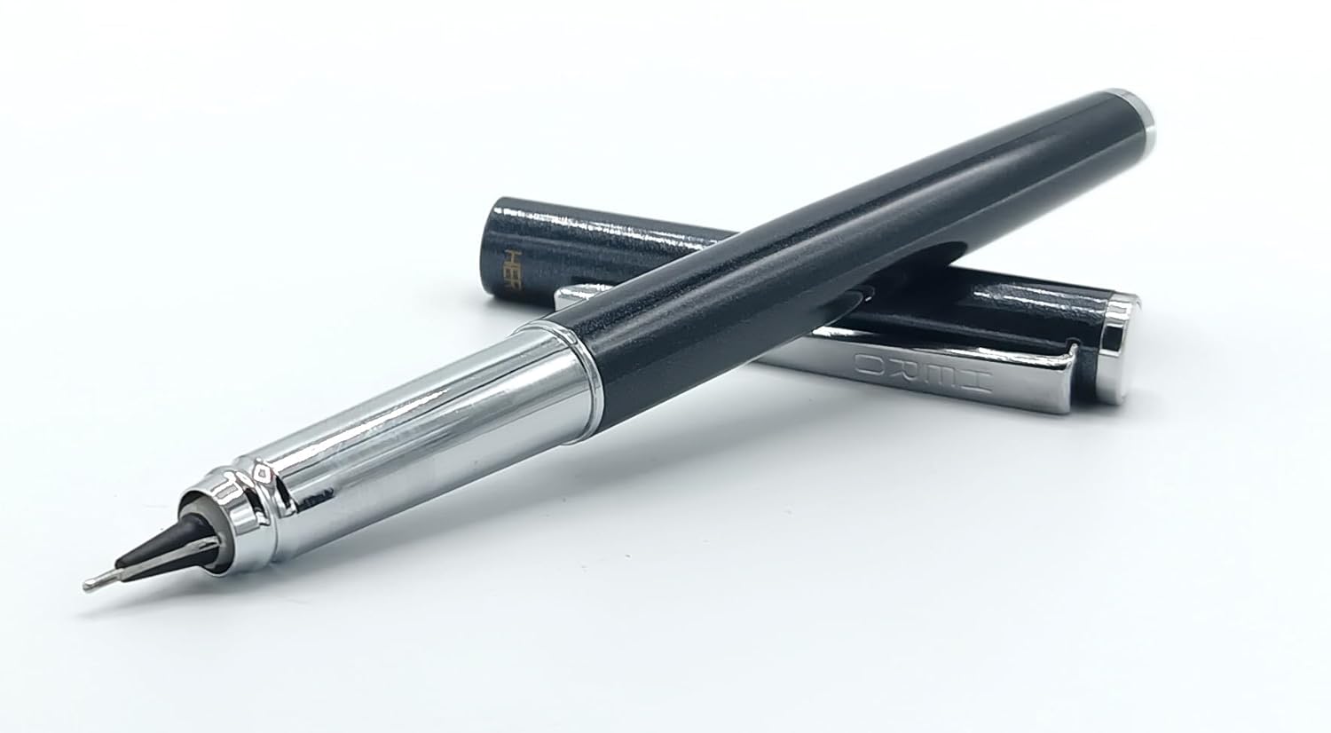 Hero 70 All-Rounder Metal Body Fountain Pen with Smooth 360-Degree Angle Nib – Fixed Converter and Chrome Trims (Black)