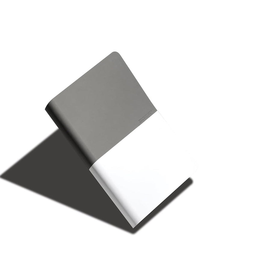 Zequenz A6 Size Grey White Notebook Squared & Blank Acid Free Paper 200 Pages each Ruling 400 Pages 70GSM 360 Degree Flexibility 100% Handmade PU and White paper Basic Plus Series