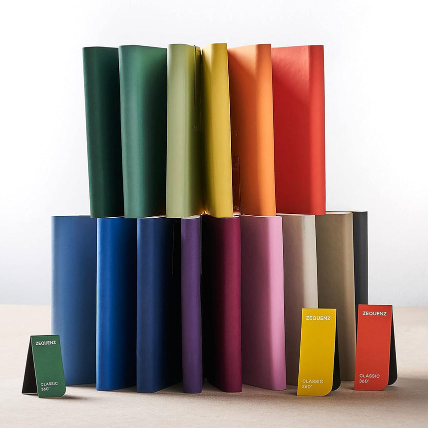 Zequenz A5 Size Turquoise Blue Slim Notebook Squared Acid Free Paper 200 Pages 80GSM 360 Degree Flexibility 100% Handmade Fountain Pen Friendly Color Series Bookmark Included