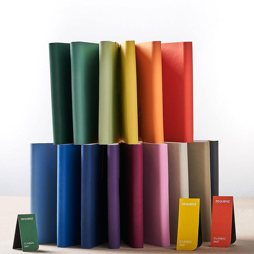 Zequenz A5 Size Fern Green Slim Notebook Dotted Acid Free Paper 200 Pages 80GSM 360 Degree Flexibility 100% Handmade Fountain Pen Friendly Color Series Bookmark Included