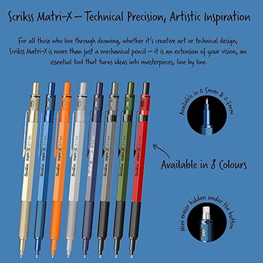 Scrikss | Matri-X | Mechanical Pencil | Metallic Blue-0.7mm
