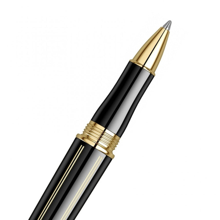 Scrikss | Heritage | Glossy Black | Roller ball Pen | 23k Gold Plated | 1.0mm