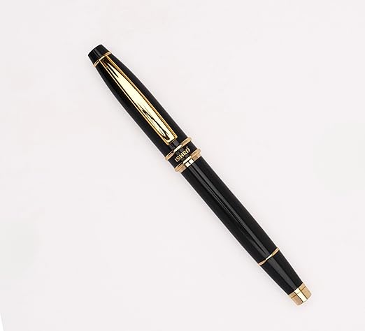 ISHRA Gold Trim Roller Ball Pen – Blue Ink