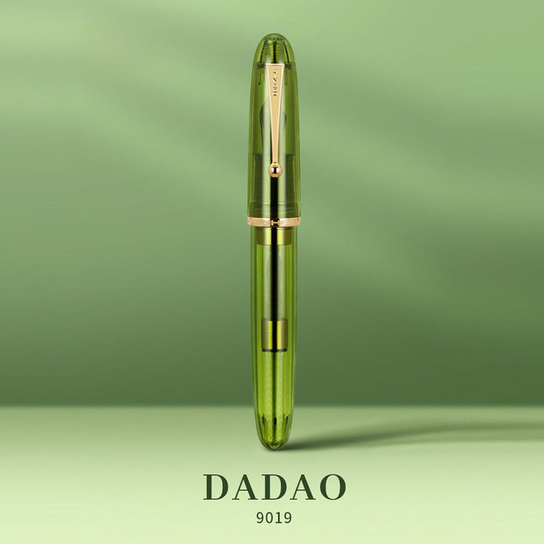 Jinhao 9019 Fountain Pen – Transparent Green Design, Extra Fine 0.38mm Nib, Acrylic Body Smooth Writing Pen
