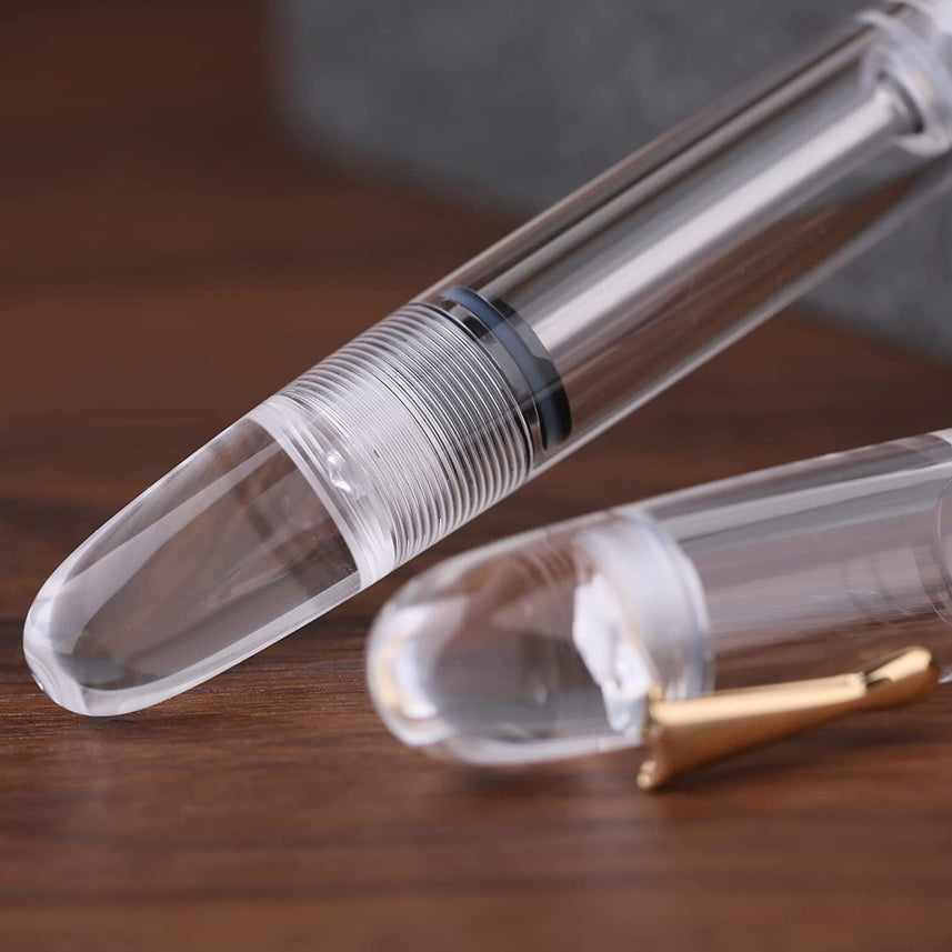 Moonman C4 Eyedropper Fountain Pen Extra Fine Nib, Transparent Acrylic Big Size Writing Pens for Office Business with Box (Extra Fine)