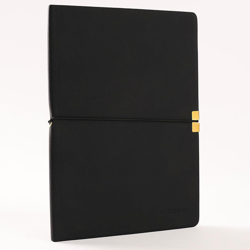 ISHRA A5 Size Ruled Notebook | Ideal Note Book Journal Diary for Work Office Writing Journaling Note Taking Travel | Black Soft Cover| 172 Pages | 80gsm | Fountain Pen Friendly Paper