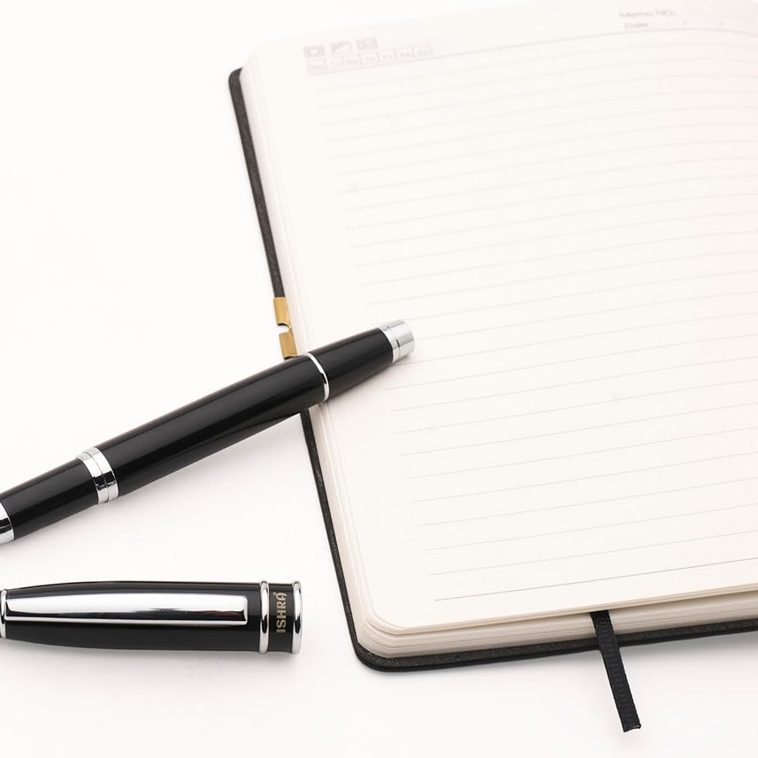 ISHRA Chrome Trim Roller Ball Pen – Blue Ink