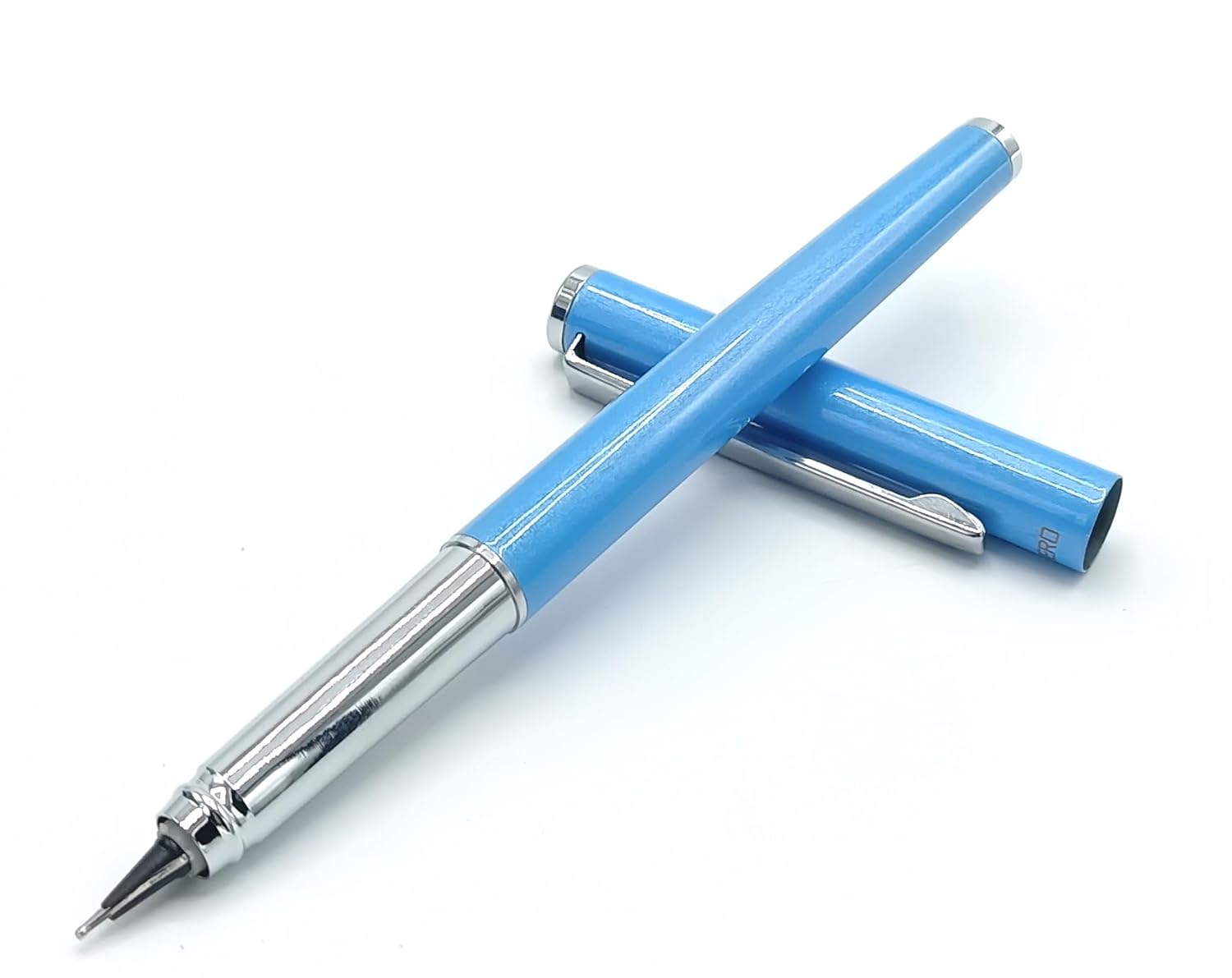 Hero 70 All-Rounder Metal Body Fountain Pen with Smooth 360-Degree Angle Nib – Fixed Converter and Chrome Trims (Skyblue)