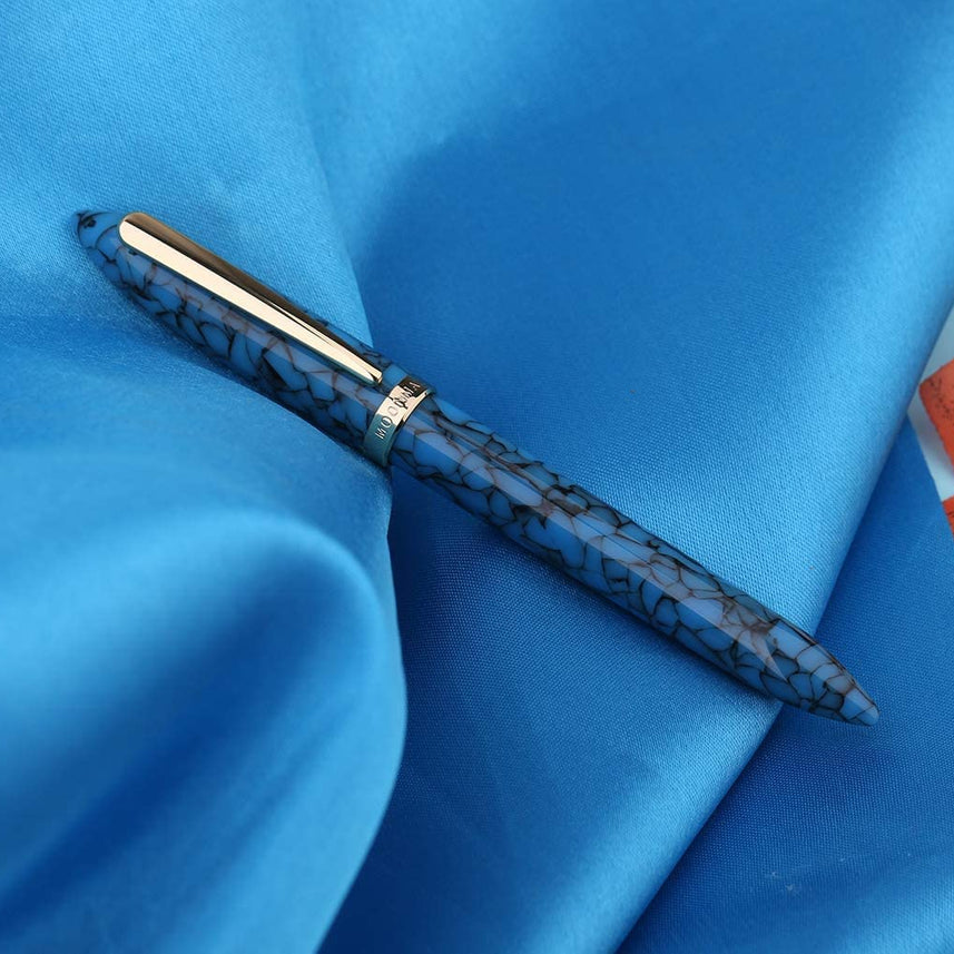 Moonman S1 Acrylic Celluloid Fountain Pen Fine Nib with Ink Refills Converter Gift Pen Set - Blue