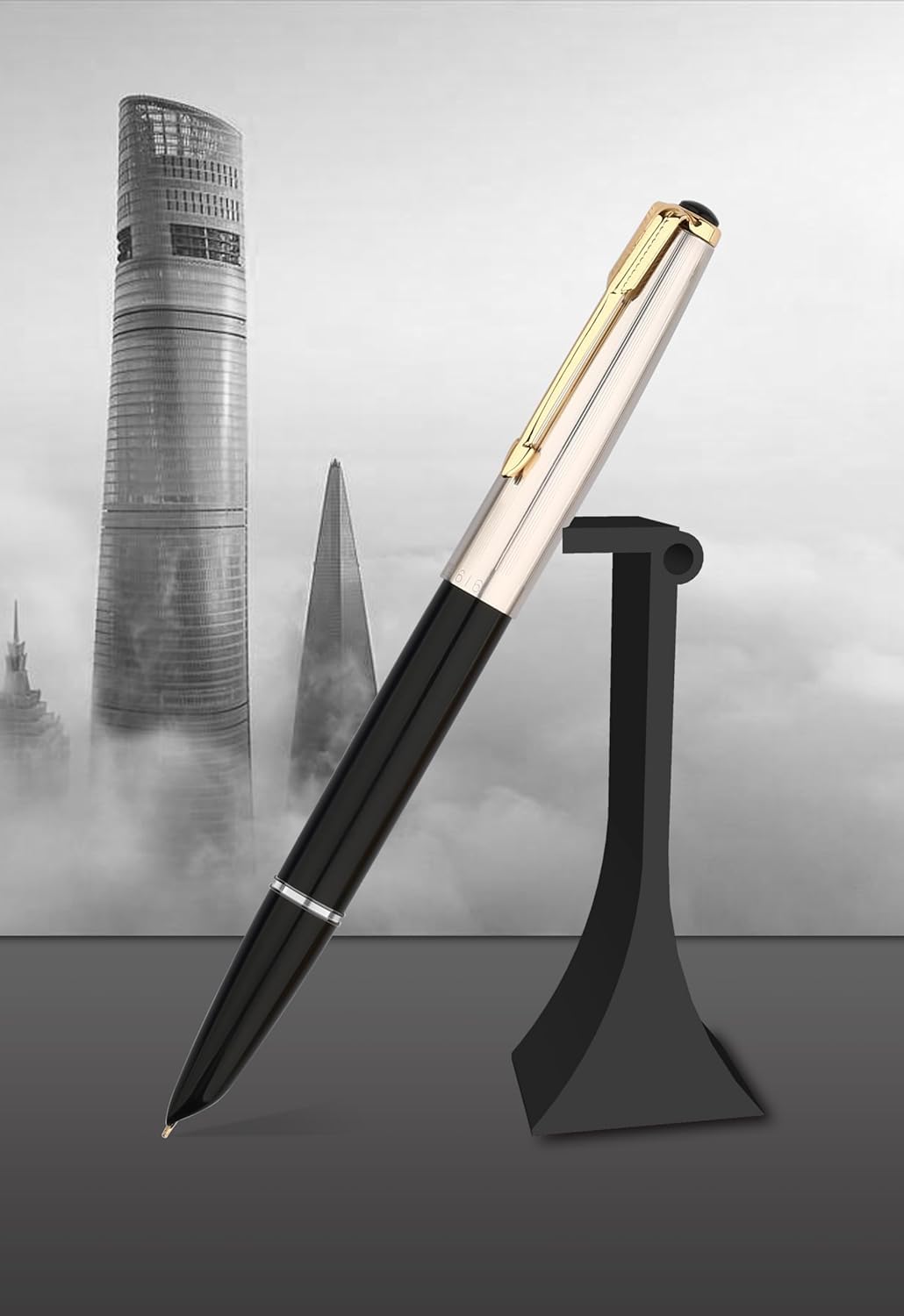 Hero 616 Fountain Pen with Iridium Extra-Fine 0.3mm Nib - Black Body & Gold Cap, Smooth Writing