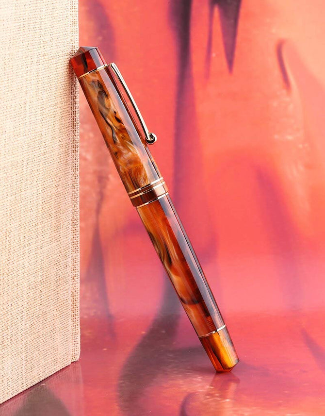 Moonman M800 Forever Amber Acrylic Fountain Pen, Germany Bock Fine Nib with Converter and Pen Box Set