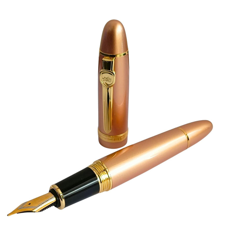 Jinhao 159 Heavyweight Signature Fountain Pen – Shiny Gold with Gold Trims, Streamlined Design, Medium Nib & Ink Converter