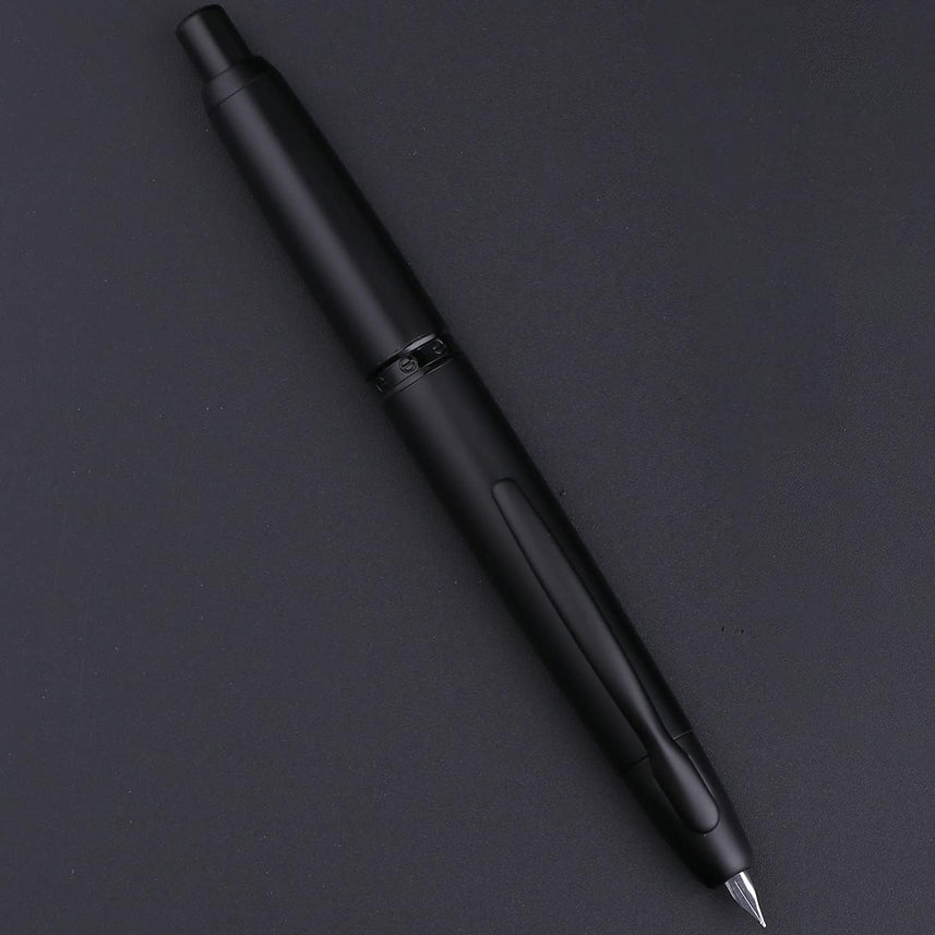 Moonman A1 Retractable Fountain Pen Extra Fine Nib with Box, Black Stripe Press Ink Pen with Converter for Writing (With Clip Version)