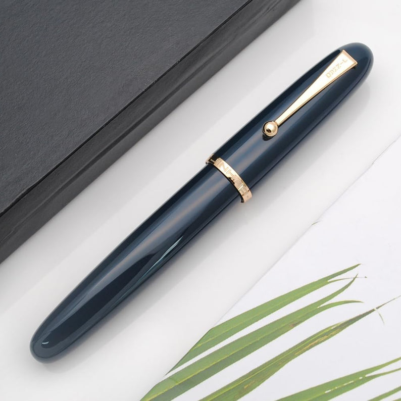 Jinhao 9019 Navy Blue Fountain Pen – 0.38mm Extra Fine Nib, Gold Trim With Large Ink Converter