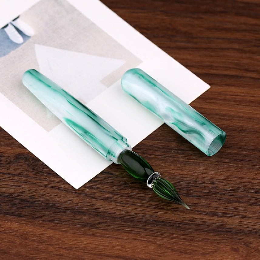 Moonman N10 Glass Dip Pen – Dream Green Acrylic Body with Handcrafted Glass Nib, 0.6–0.8mm, for Writing, Calligraphy & Drawing