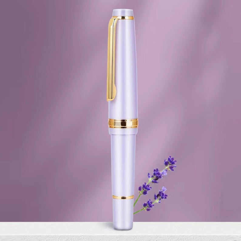 Jinhao 82 Mini Fountain Pen , Smooth Writing Pocket Pen, Gold Trim, Acrylic Purple-Green, Includes Converter