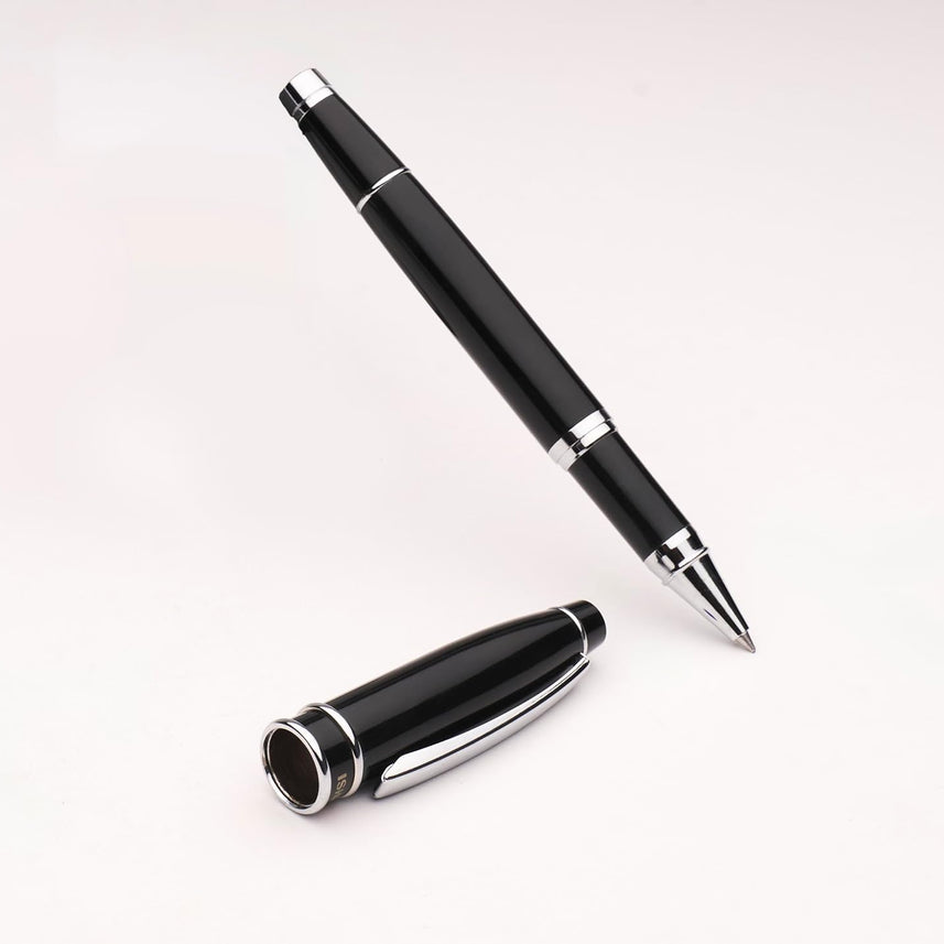 ISHRA Chrome Trim Roller Ball Pen – Blue Ink